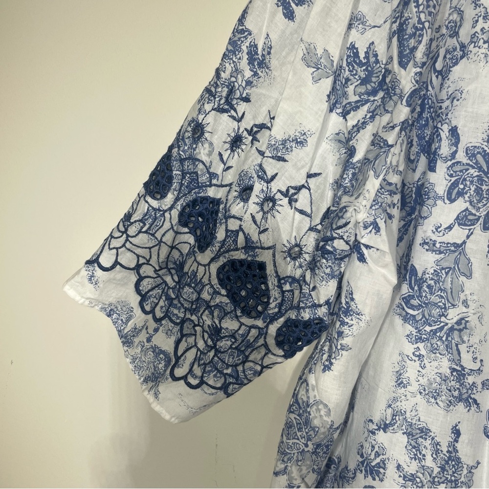 Soft Surroundings Blue and White Floral Blouse - Picture 3 of 9